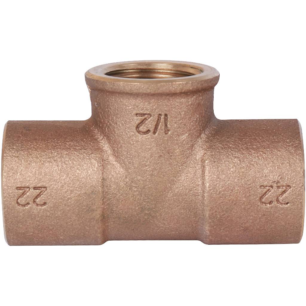 Тройник 22x1/2"x22 переходной под пайку с резьбой (ВР) SANHA бронза 141302212