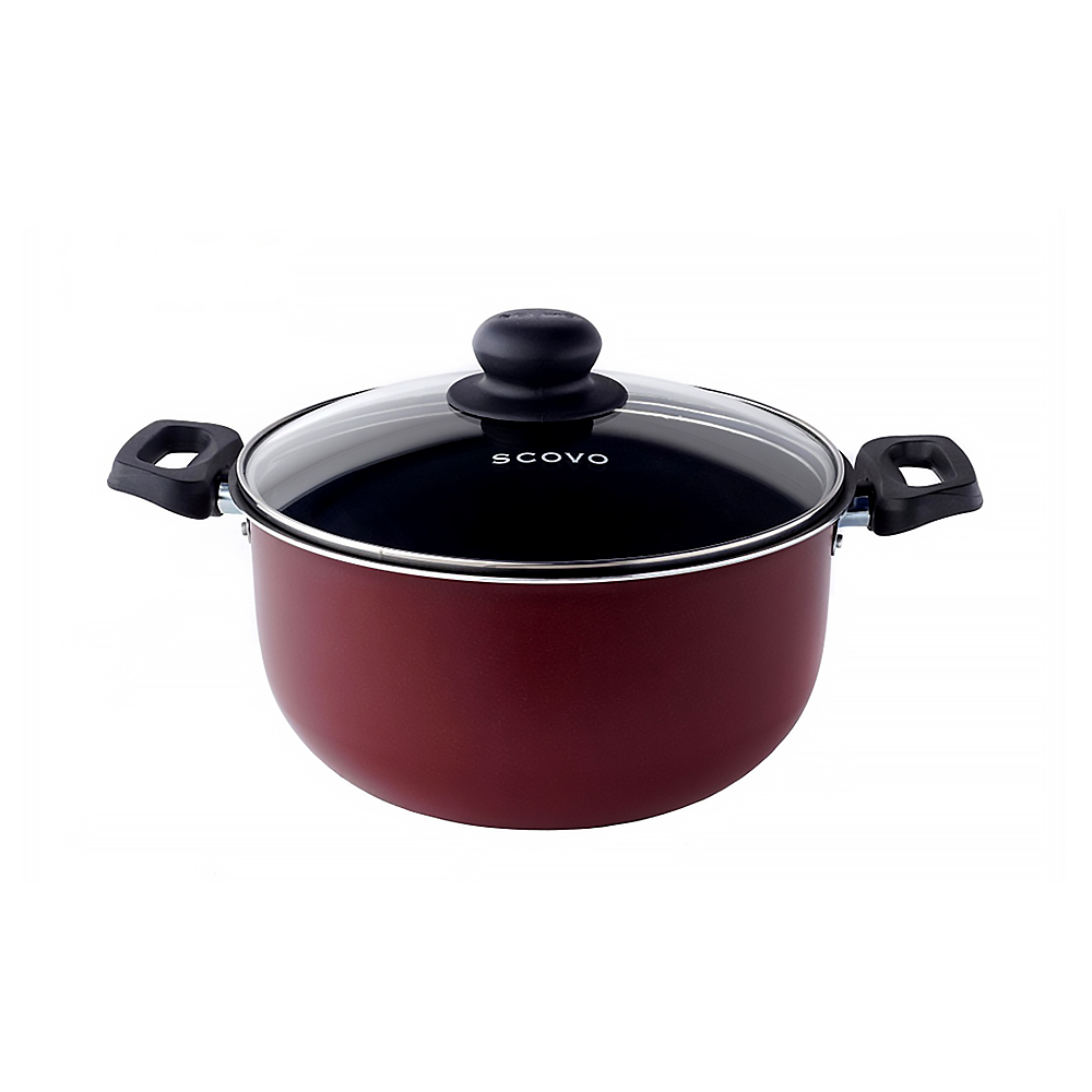 Кастрюля антипригарн. "expert"  24 см,  4,5 л  стекл. крышка (1/4) "scovo"