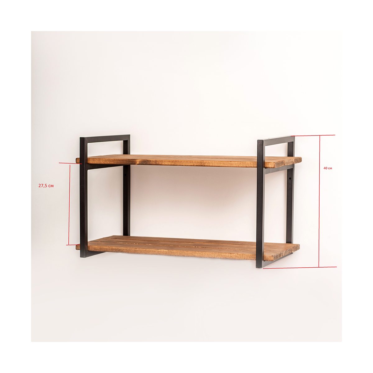Полка навесная 2 секции 70 х 34 х 40 см (дерев/металл) (1)