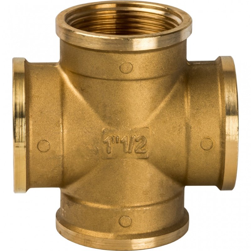 Крестовина резьбовая ВР 1"1/2 латунь STOUT