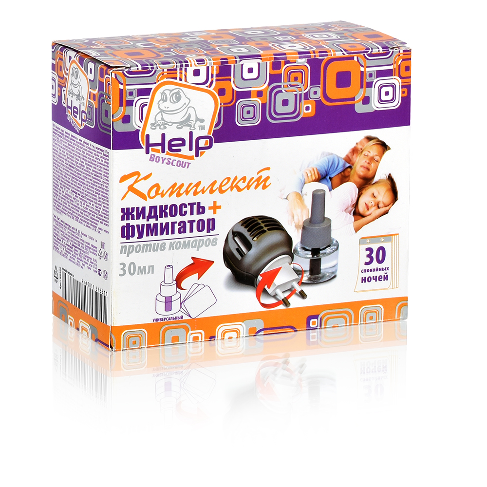 Средство от комаров комплект жидк. 30 ночей + фумигатор (1/24) "help" 80502
