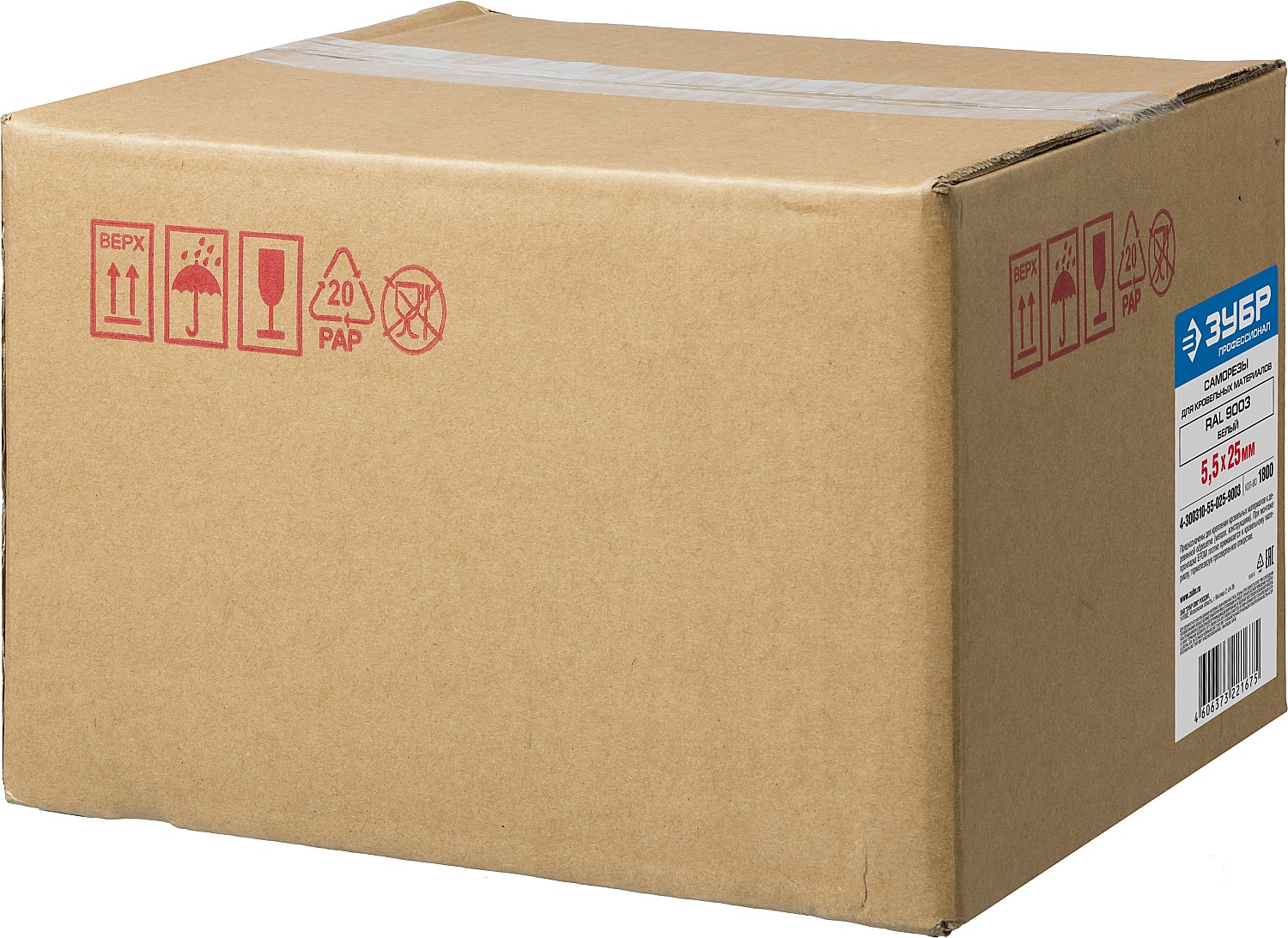 ЗУБР СКМ 9003, 25 х 5.5 мм, белый, 1800 шт, кровельный саморез, Профессионал (4-300310-55-025-9003)