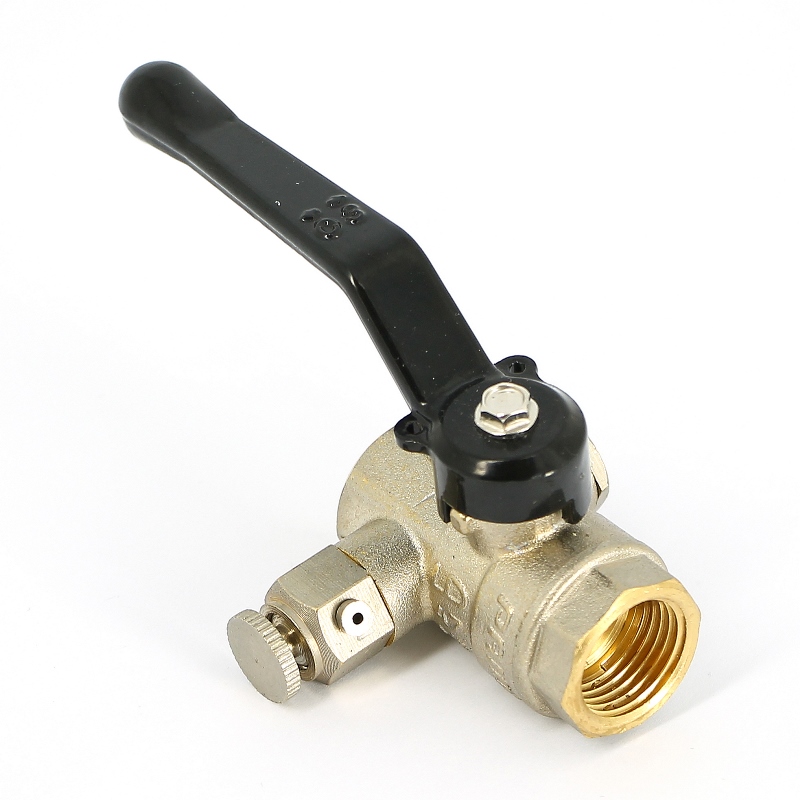 Кран шаровый ВВ 1/2" с дренажным вентилем (заглушка 1/4"), LD Pride, ручка