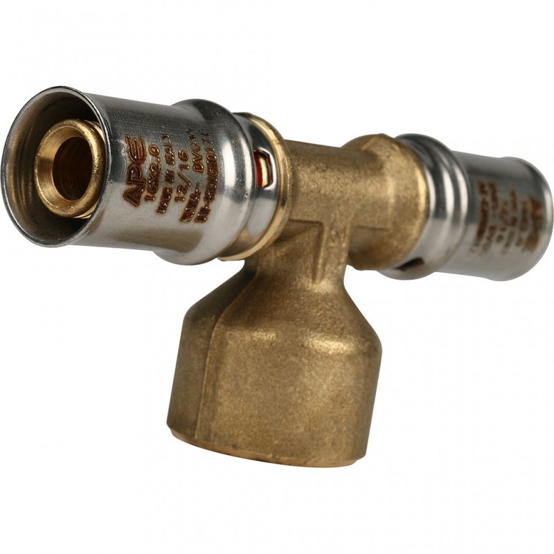 Тройник переходной под пресс 16 х 1/2" х 16 (ВР) STOUT для МП труб