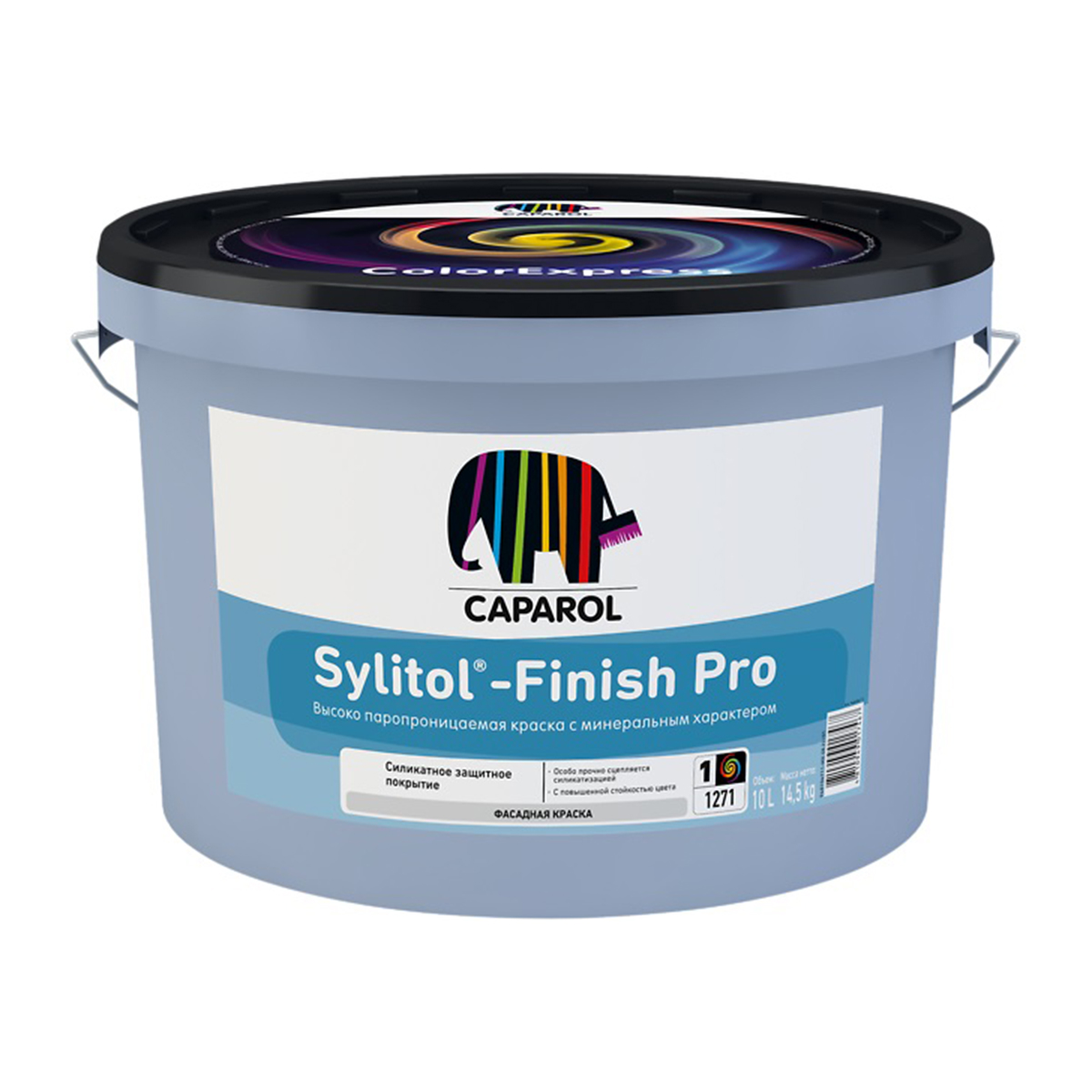 Краска фасадная "sylitol- finish pro" база 3 (бесцветная) 9,4 л (1) "caparol"