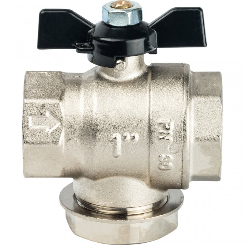 Кран шаровый STOUT ВВ 1" с фильтром, бабочка