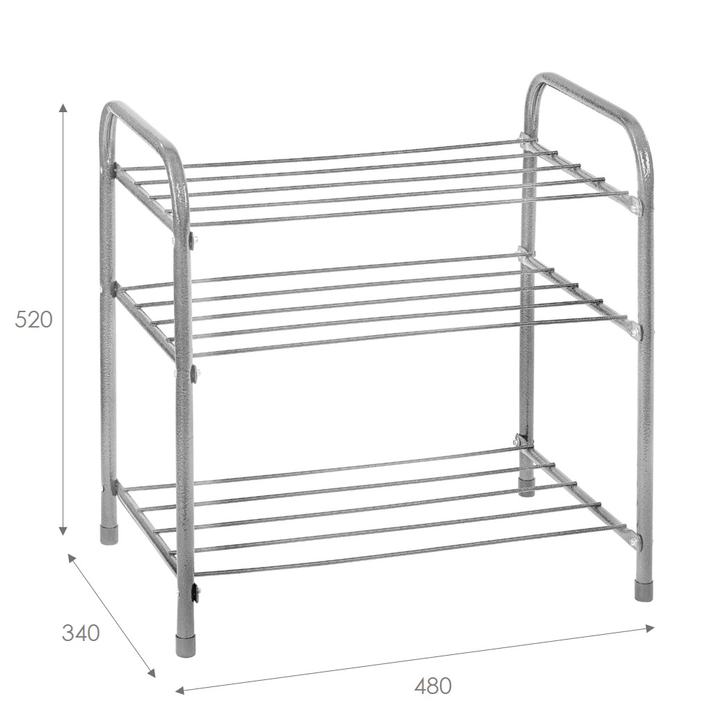 Этажерка для обуви 3-х  ярусная "эконом" (серый) (1) "виолет"