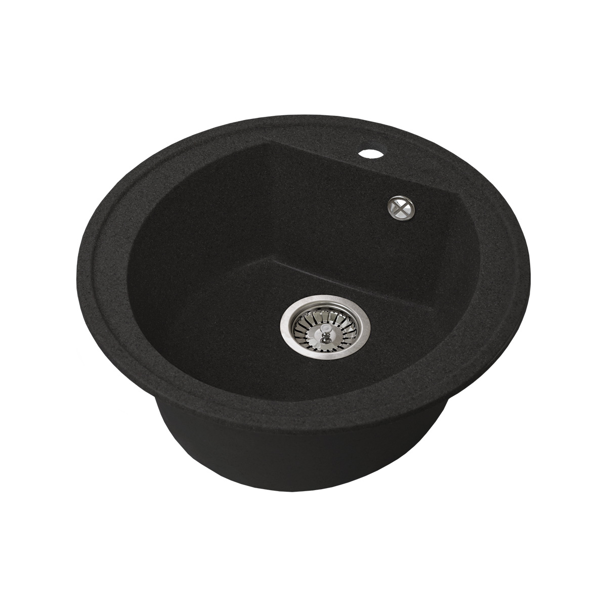 Мойка для кухни врезная искуств. камень gs-07-308 d-500 мм черная "granstones"