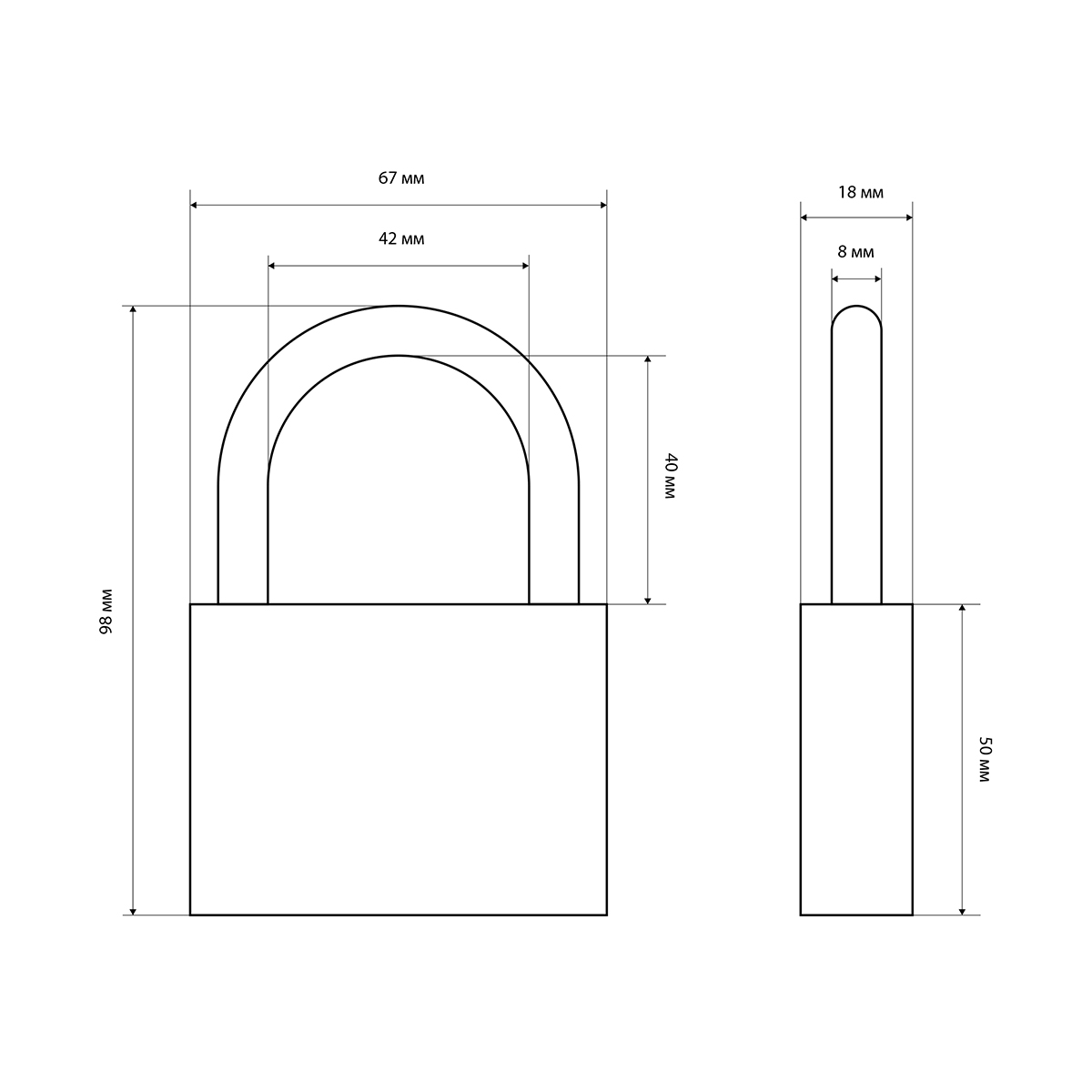 Замок навесной hg-375  8 мм (3 ключа) (1/8/64) "стандарт"