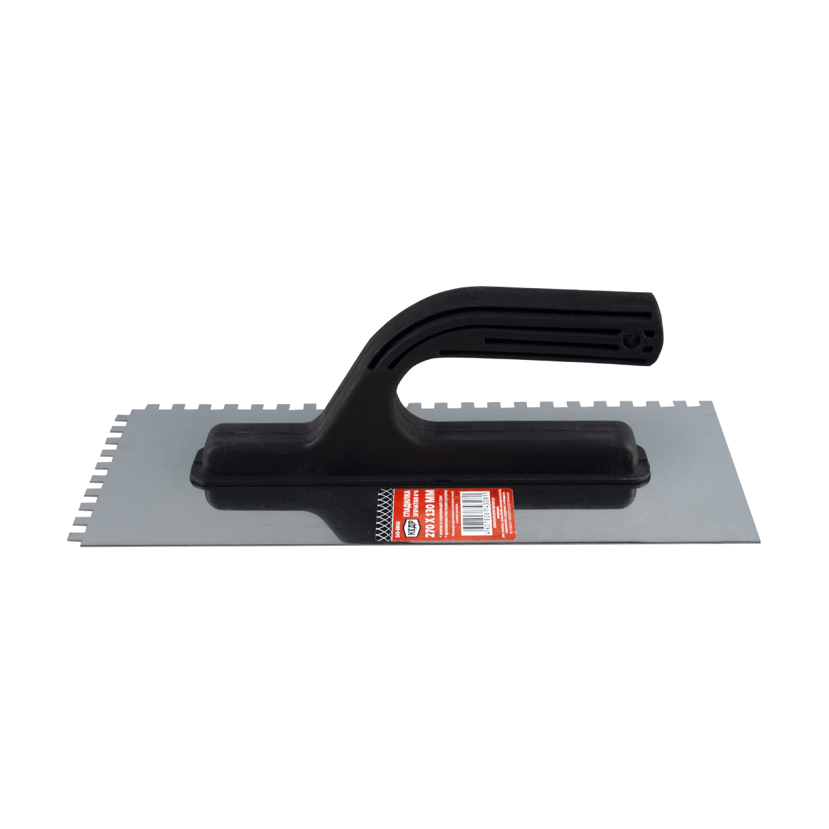 Гладилка зубчатая нержав. 270 х 130 мм пластм. ручка зуб 6 х 6 мм (1/24) "кедр" 145-0040