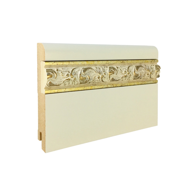 Плинтус CROWNWOOD МДФ R9 глянцевый RAL + вставка фигурная 12*30 перламутр