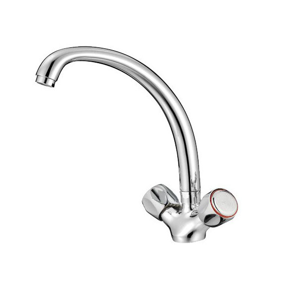 Смеситель для умывальника "zoria" zr 26  поворотный излив, двухвентильный (1/10) "клевер"