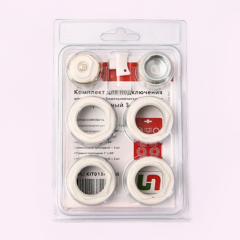 Комплект для подключения радиатора UNI-FITT 1"х3/4" RAL9016