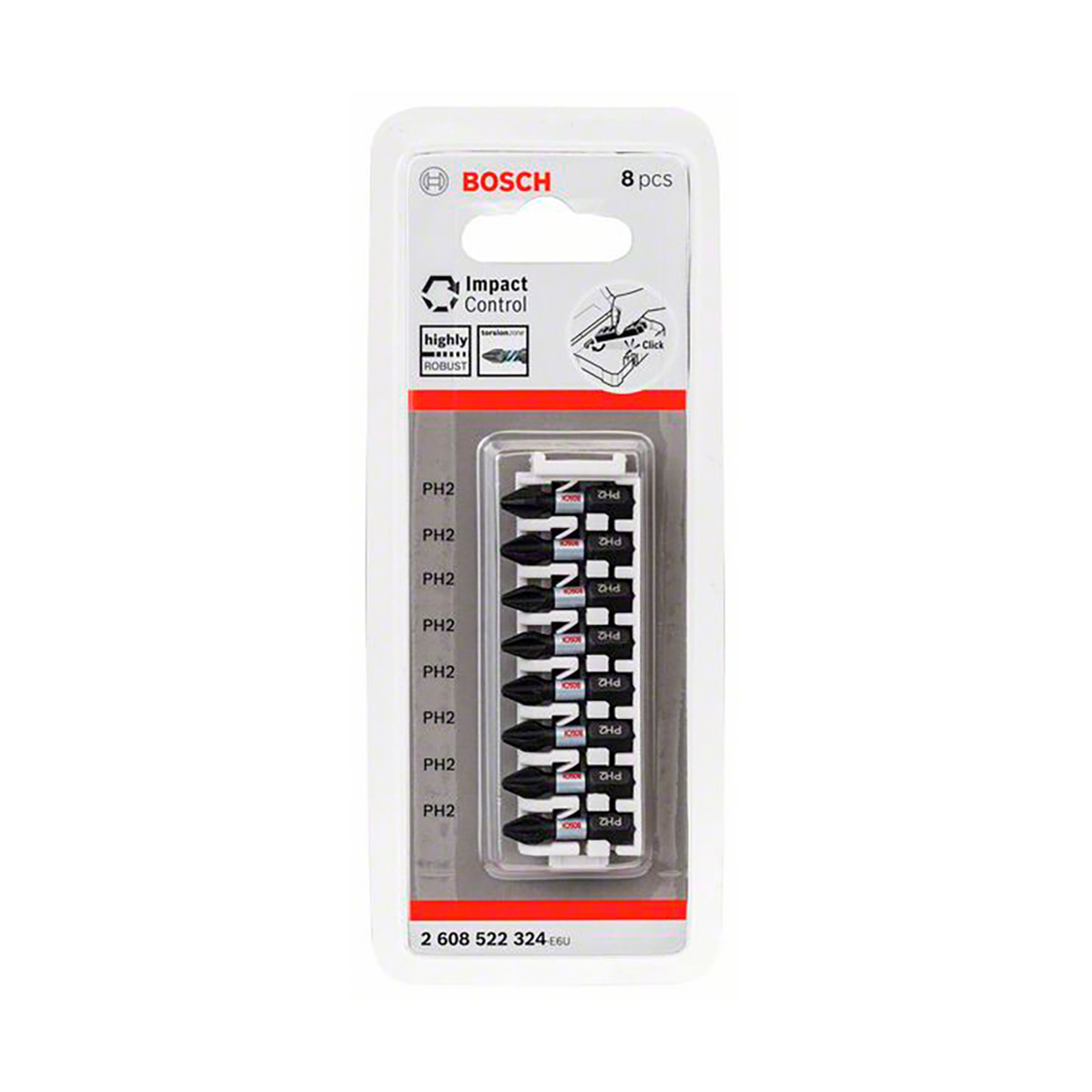 Биты ударные ph №2 25 мм "impact control" (набор 8 шт.) (1) "bosch" 2608522324