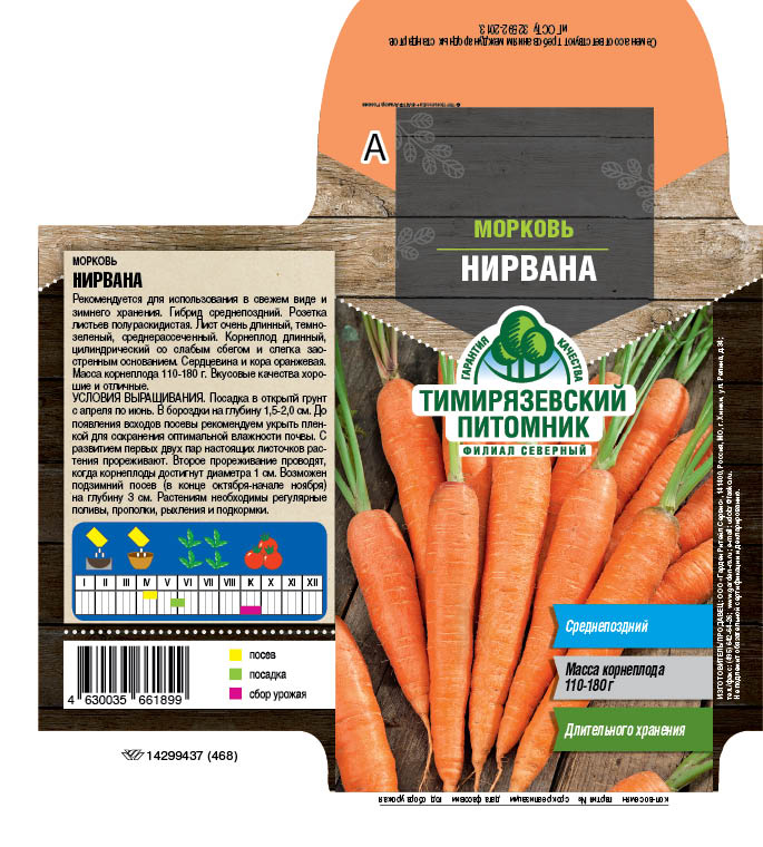 Семена морковь "нирвана f1" 0,5 г (10) "тимирязевский питомник"
