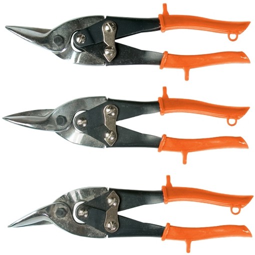 Ножницы по металлу, 250 мм, обрезиненные рукоятки, 3 шт, прямые, левые, правые Sparta (783205)