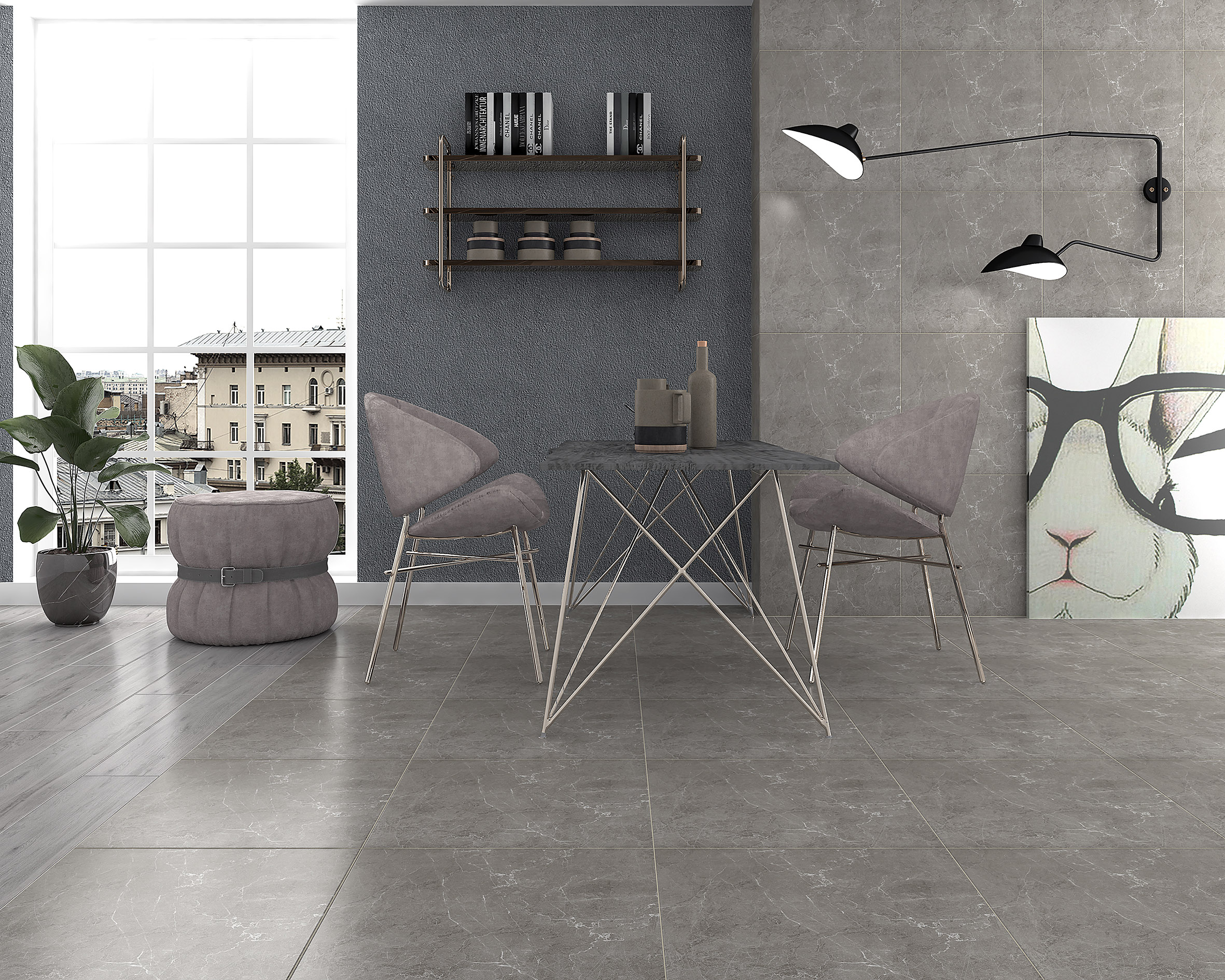 Scandy керамогранит серый обрезной 59,50x59,50