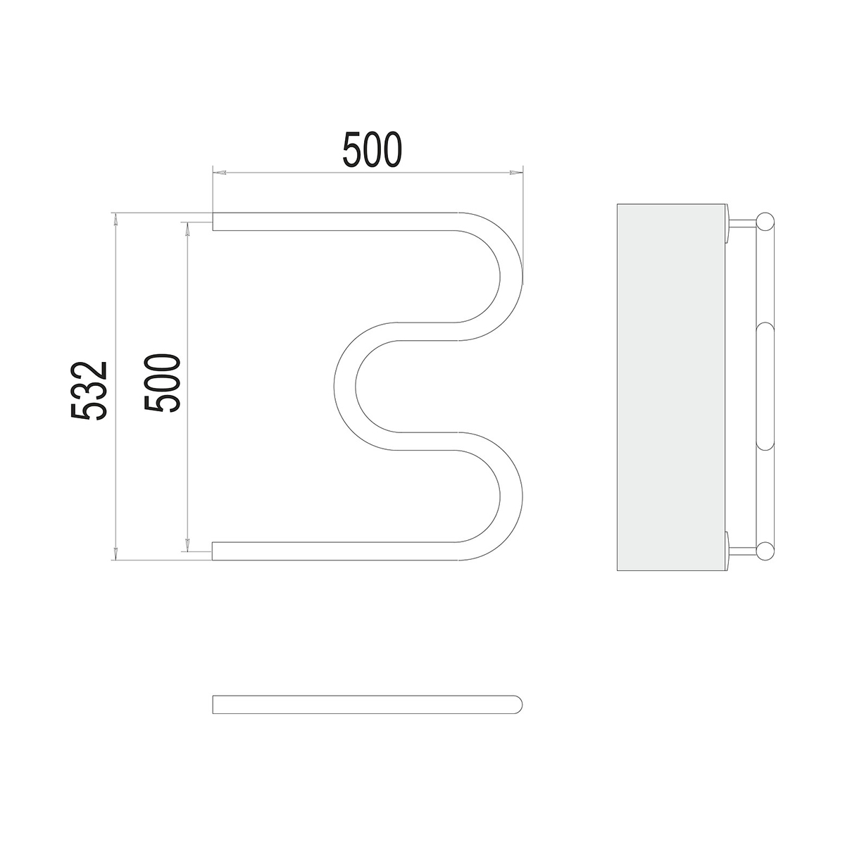 Полотенцесушитель водяной "aisi" м-образный 500*500 (хром) "terminus"