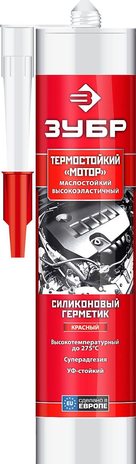 Термостойкий силиконовый герметик ЗУБР Мотор 280 мл +250ºC черный
