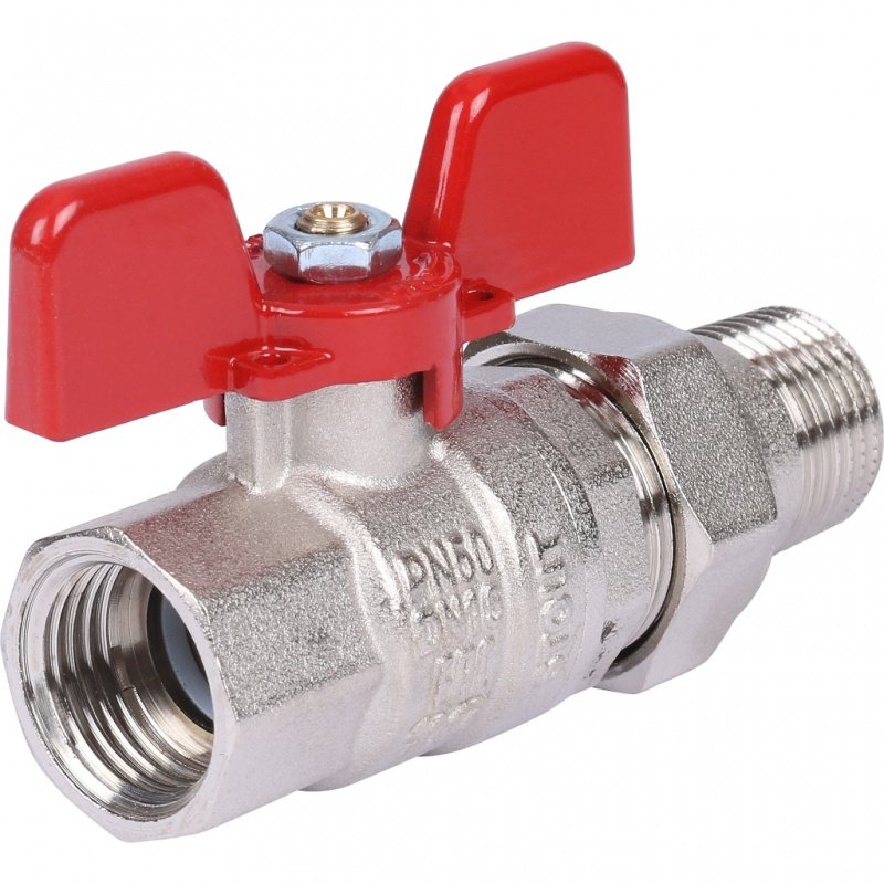 Кран шаровый STOUT ВН 1/2" с американкой бабочка красная