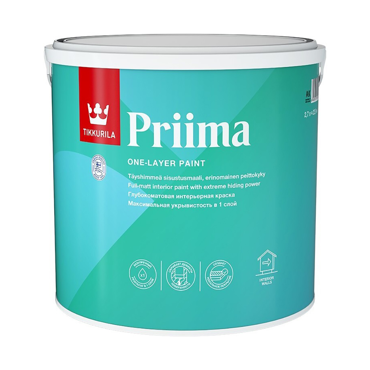Краска "priima"  2,7 л (1)  интерьерная глубокоматовая "тиккурила"