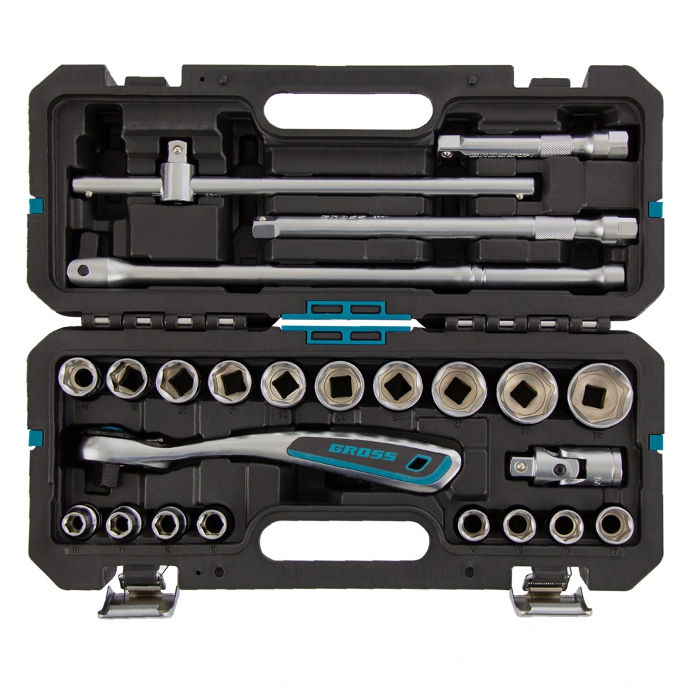 Набор инструментов 24 предмета, 120 зубьев, CrV, 1/2" Gross (14147)