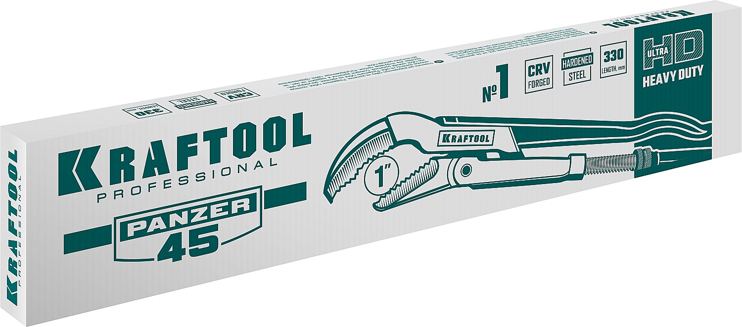KRAFTOOL PANZER-45, №1, 1″, 330 мм, трубный ключ с изогнутыми губками (2735-10)