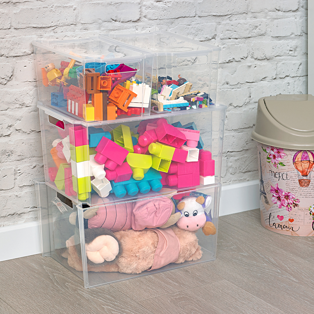 Ящик универс. с крышкой "модуль"  6,5 л (прозрачный) (1/14) "виолет"